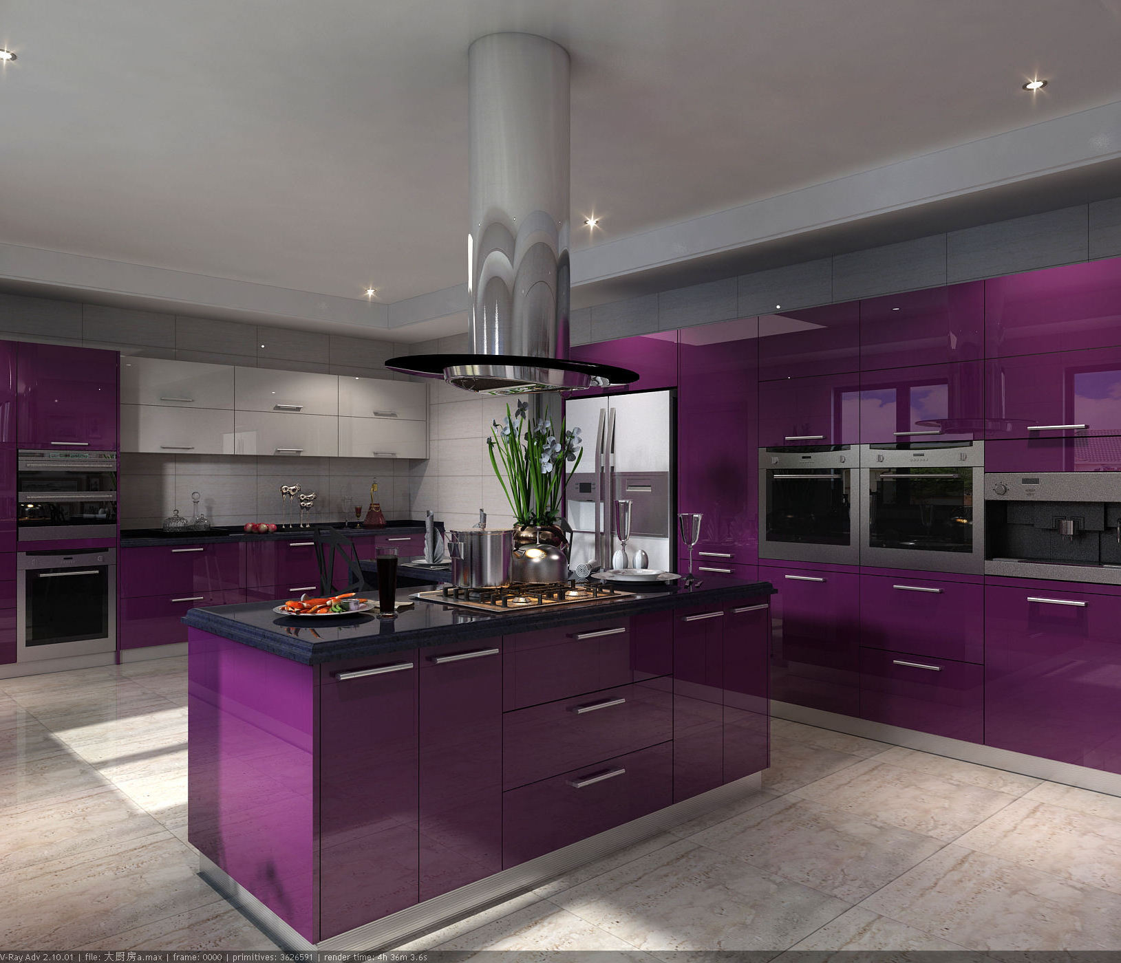 Hot sale high end pink purple kitchen cabinet design  kitchen cabinet penang