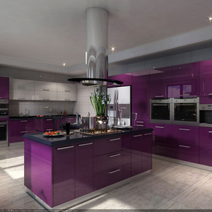 Hot sale high end pink purple kitchen cabinet design  kitchen cabinet penang