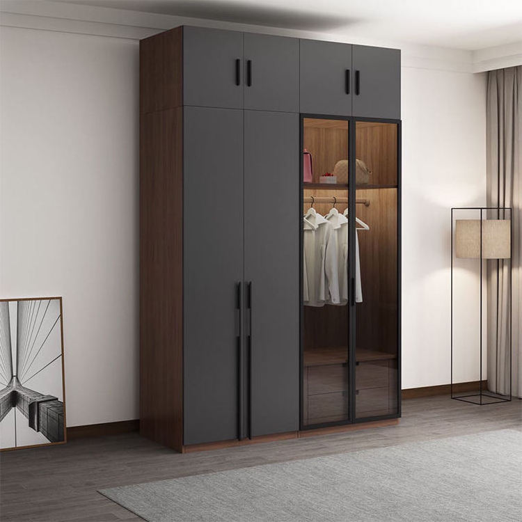 MOONTOP home furniture walldrope modern pvc wall cabinet with led wooden simple designs bedroom wardrobe closet