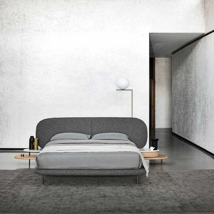 MOONTOP  wabi sabi bed upholstered simple design velvet master bedroom modern furniture queen size frame fabric bed