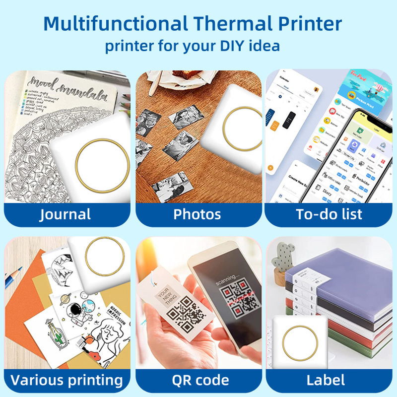 C20 YANXI Mini Thermal Printer BT Wireless Inkless Printer Photo Sticker Note Printing Portable Pocket Office Printer