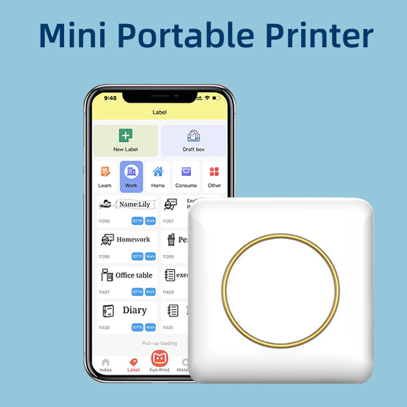 C20 YANXI Mini Thermal Printer BT Wireless Inkless Printer Photo Sticker Note Printing Portable Pocket Office Printer