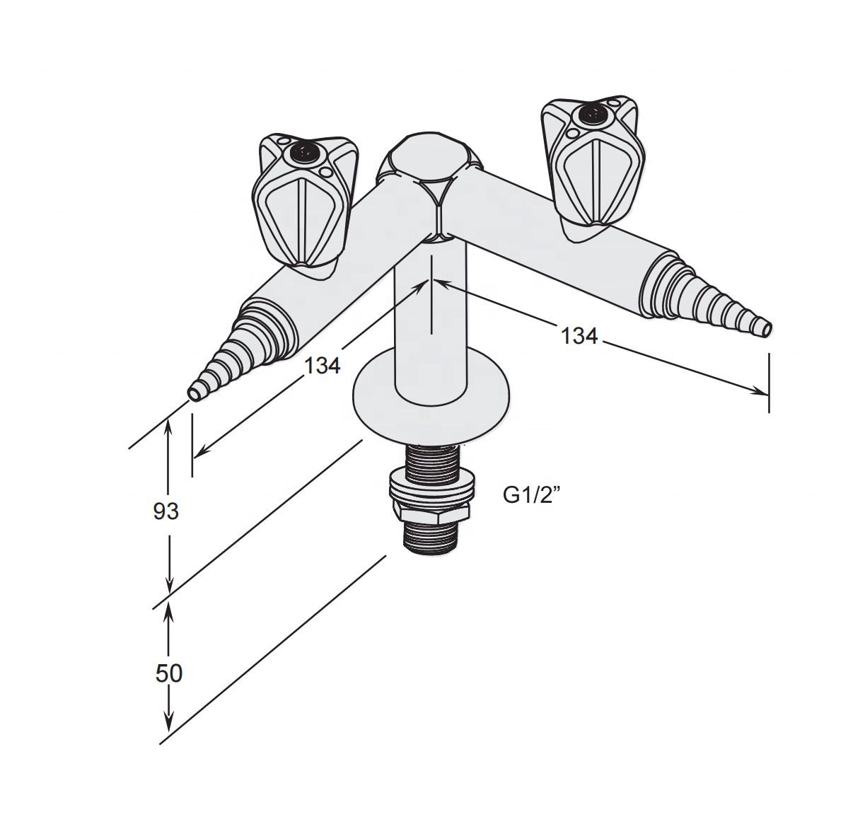 Lab Accessories 2 Way Gas Tap Chemical Laboratory  Furniture 90 Degree Gas Fittings