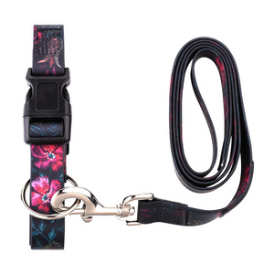 Adjustable Luxury Fancy Soft Protective Dog Collar Heat Transfer Printing Dog Leash