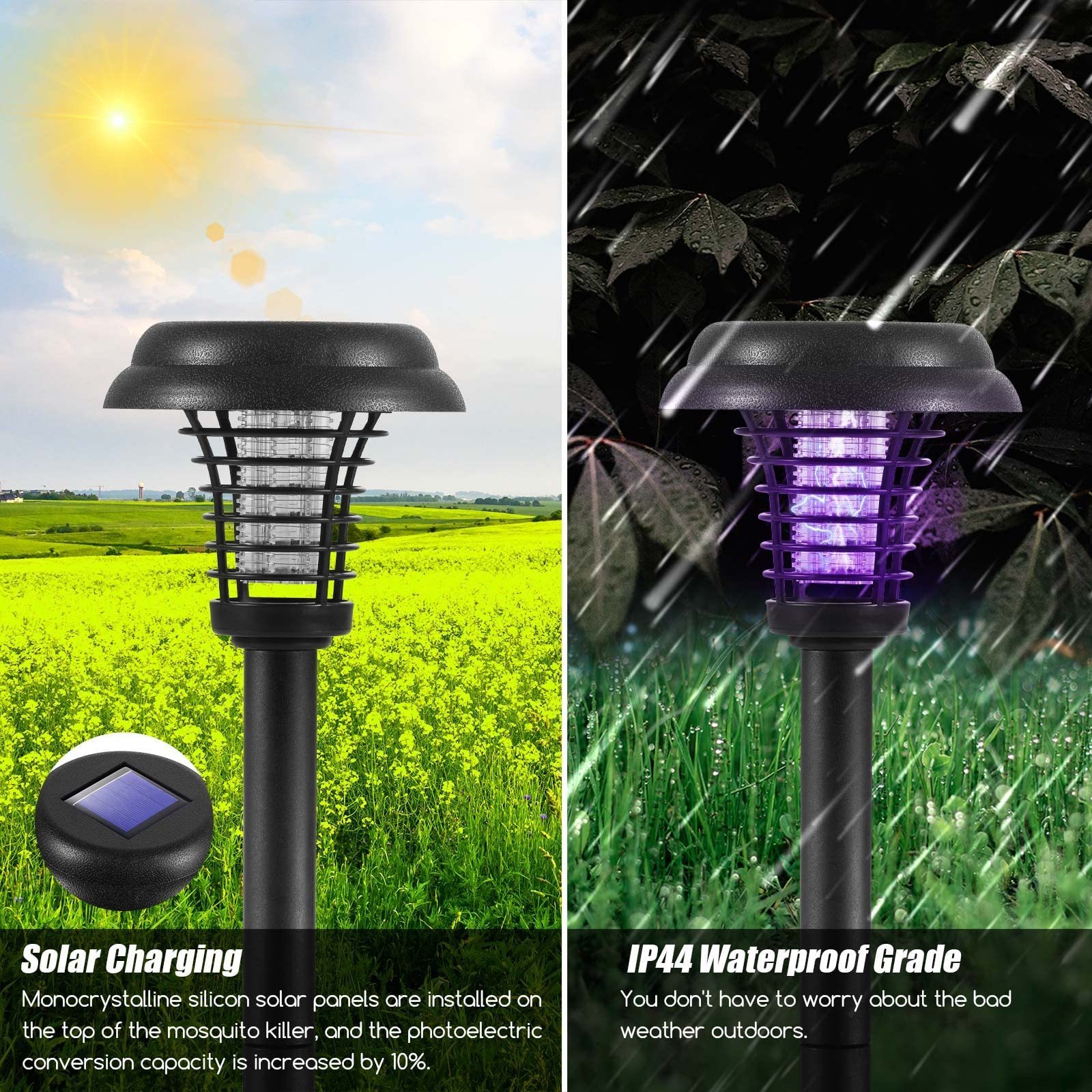 New Solar-Powered Waterproof Mosquito Killer Machine Fly Trapper Mosquito For Outdoor Fly Killer