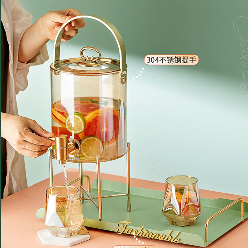 Heat resistant household glass teapot with cup light luxury juice tea kettle with faucet 3.6L large capacity juice bucket