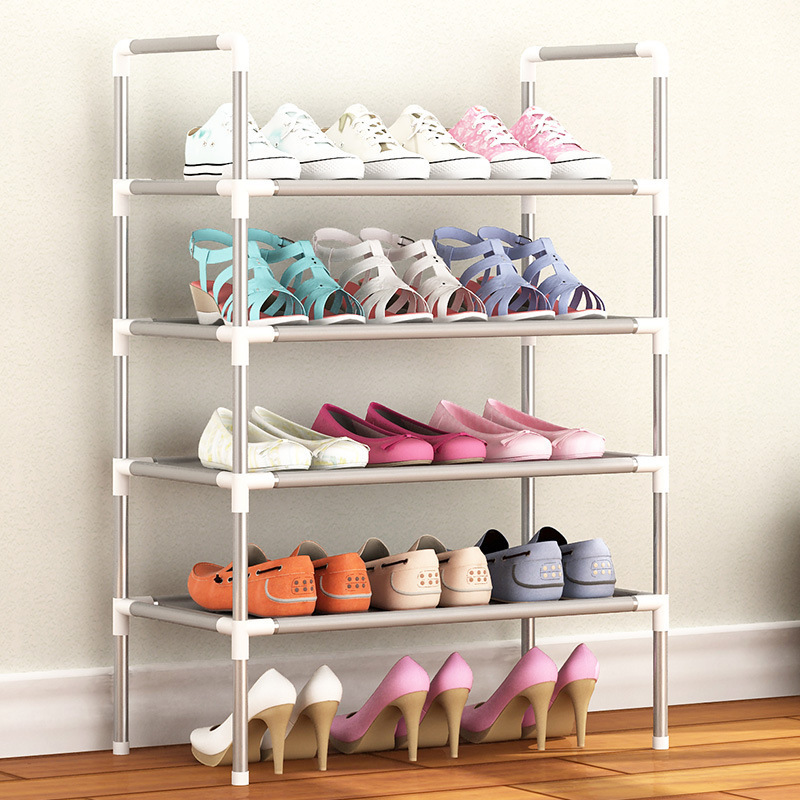 Multi-layer folding living room shoe rack plastic adjustable dormitory shoe shelf household easy to install multilayer shoe rack