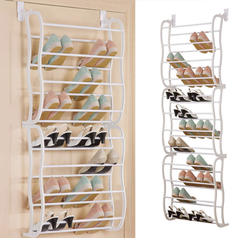 Household wall mounted shoe organizer shelf multi-layer door suspension shoe rack portable fold able hanging shoe display rack