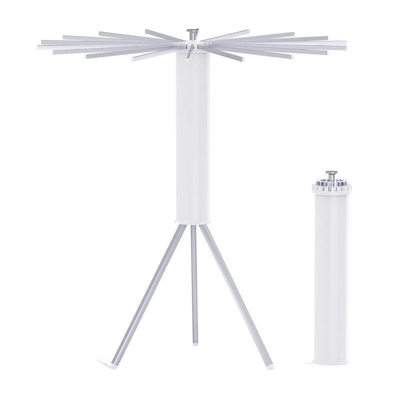 Balcony standing clothes drying tripod folding 16 pole wooden clothes drying rack household retractable space saving cloth rack