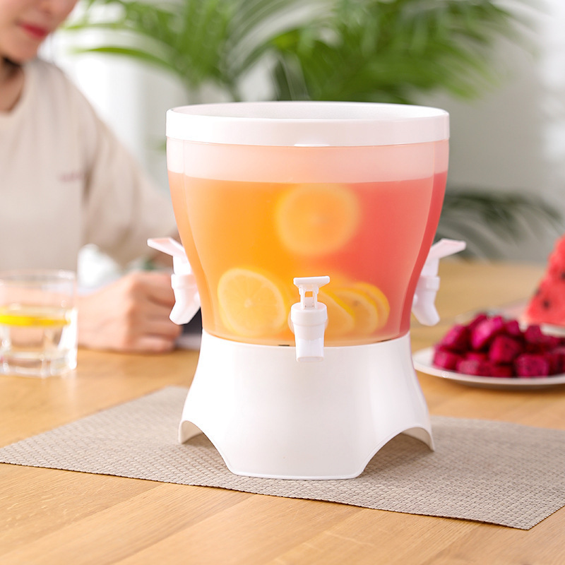 Household 3 grids drink juice bucket refrigerator large capacity cold water bucket summer lemonade drink bucket with faucet