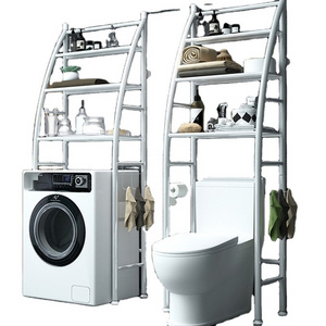 Bathroom multi-function toilet storage rack Toilet 3 layers vertical storage shelf household roller washing machine sundry rack