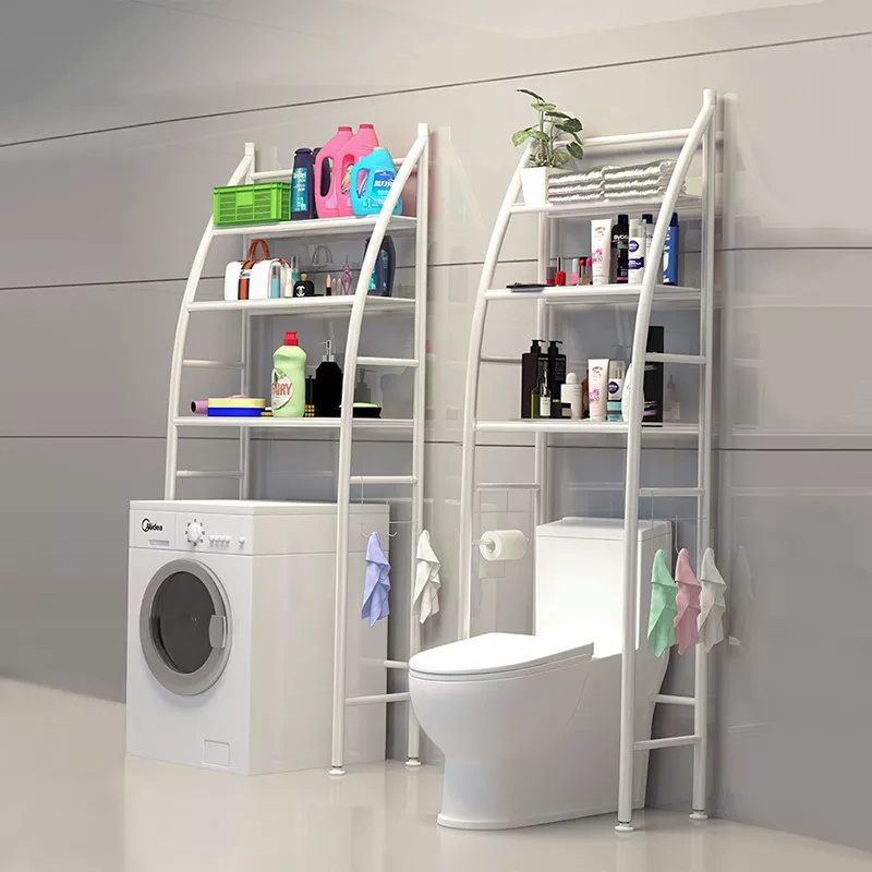 Bathroom multi-function toilet storage rack Toilet 3 layers vertical storage shelf household roller washing machine sundry rack