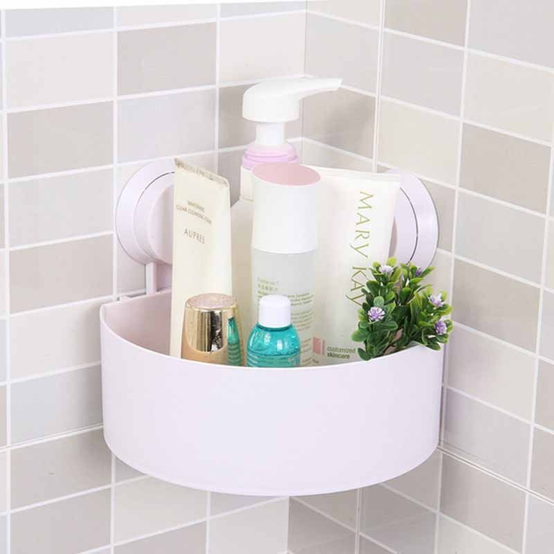 Wall-hanging Plastic bathroom triangle storage baskets Corner Suction cup Shower Shelf for kitchen&bathroom