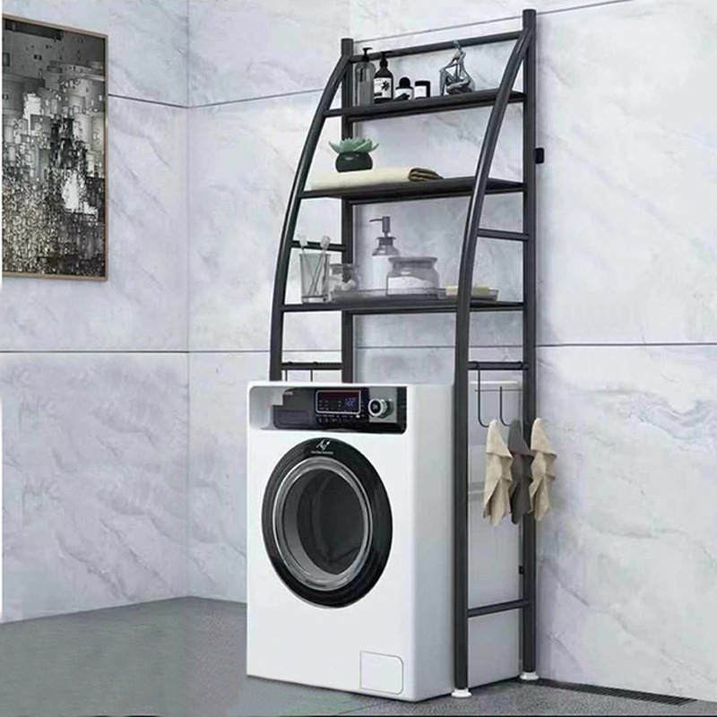 Bathroom multi-function toilet storage rack Toilet 3 layers vertical storage shelf household roller washing machine sundry rack