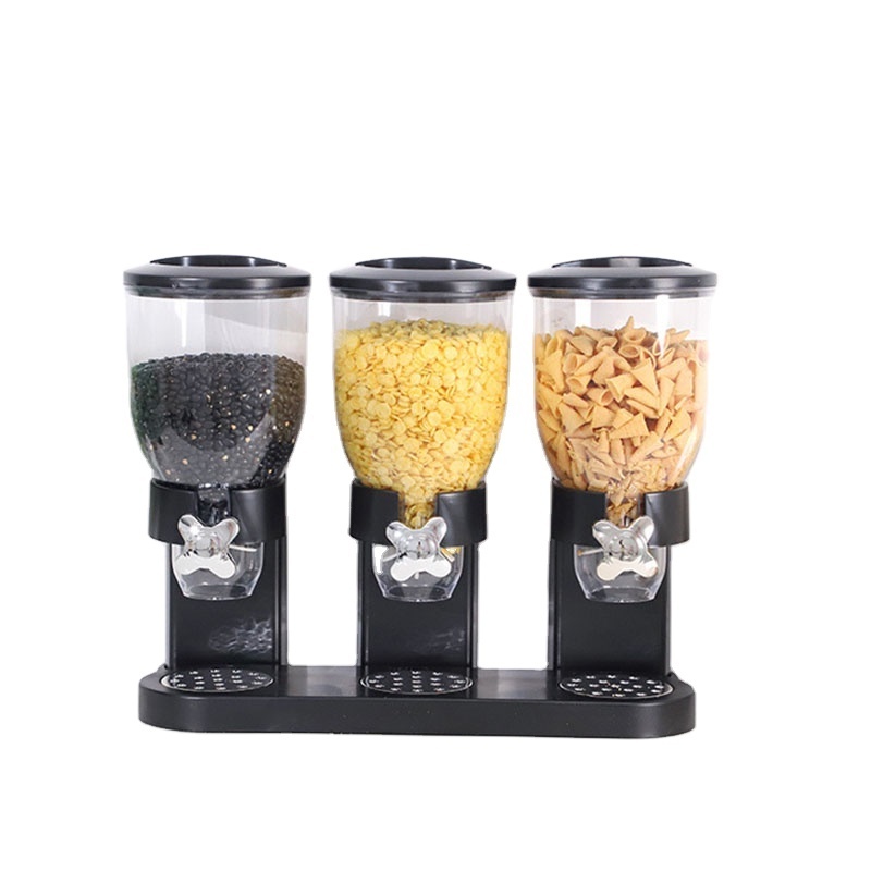 2 L kitchen damp-proof cereal dry food dispenser 3 heads dry food cereal storage barrel standing cereal storage box