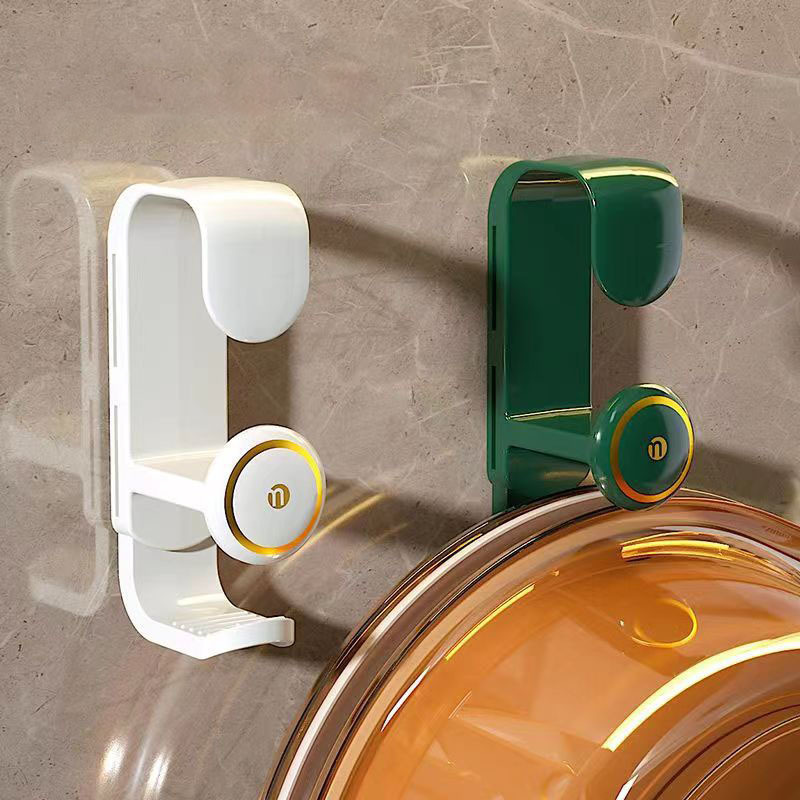 Double layer plastic washbasin storage hooks bathroom retractable punch-free washbasin hooks wall mounted household hooks