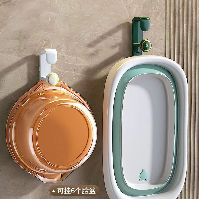 Double layer plastic washbasin storage hooks bathroom retractable punch-free washbasin hooks wall mounted household hooks