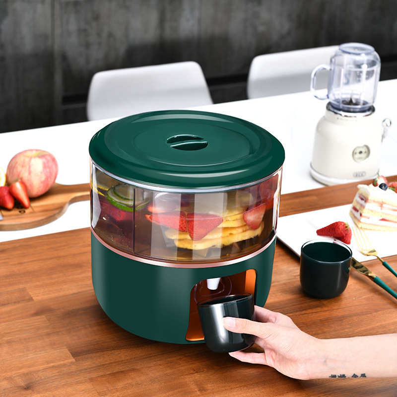 Light refrigerator cold water kettle household 3-grid beer barrel with faucet plastic rotating fruit tea beverage juice cold pot