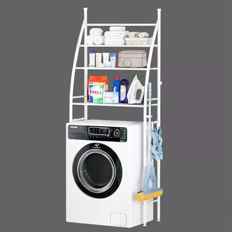 Bathroom multi-function toilet storage rack Toilet 3 layers vertical storage shelf household roller washing machine sundry rack