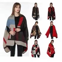 Wholesale Women Thicken Warm shawls Wraps Cape Winter kashmir Ladies Pashmina Cardigan Plaid Shawl Poncho