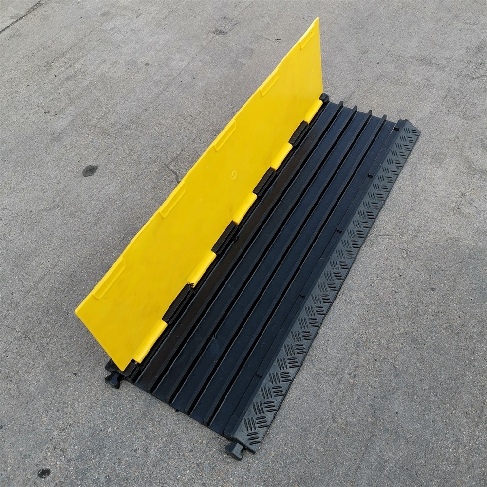 5-Channel Rubber Speed Bump Driveway Cable Protector Ramp for Vehicle Safety