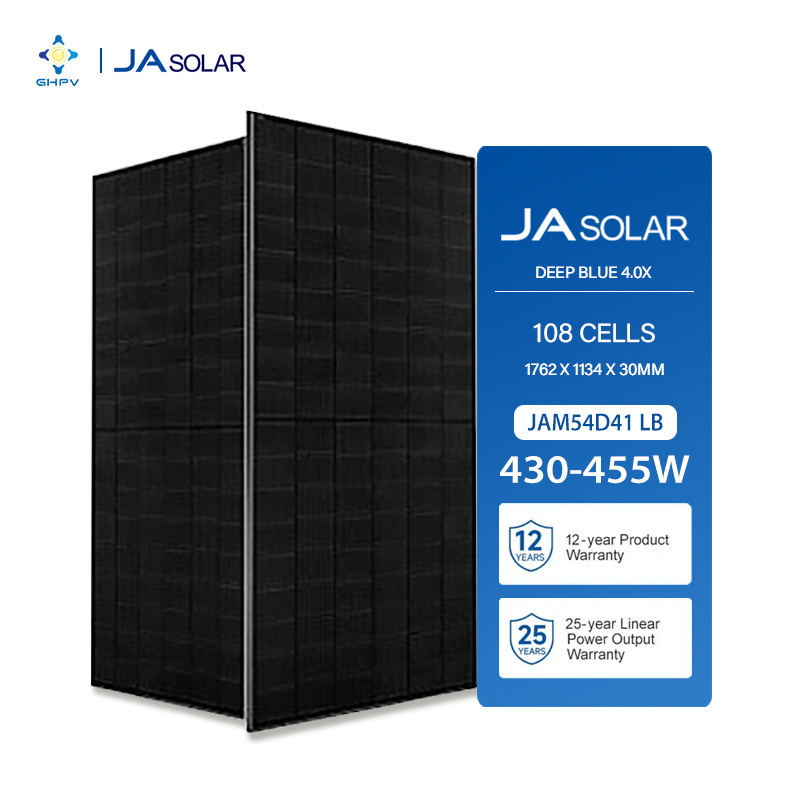 Ja Eu Warehouse Solar Panel 430W 435W 440W 445W 450W 455W Mono Ja Solar Panel Pannelli Solar 455W