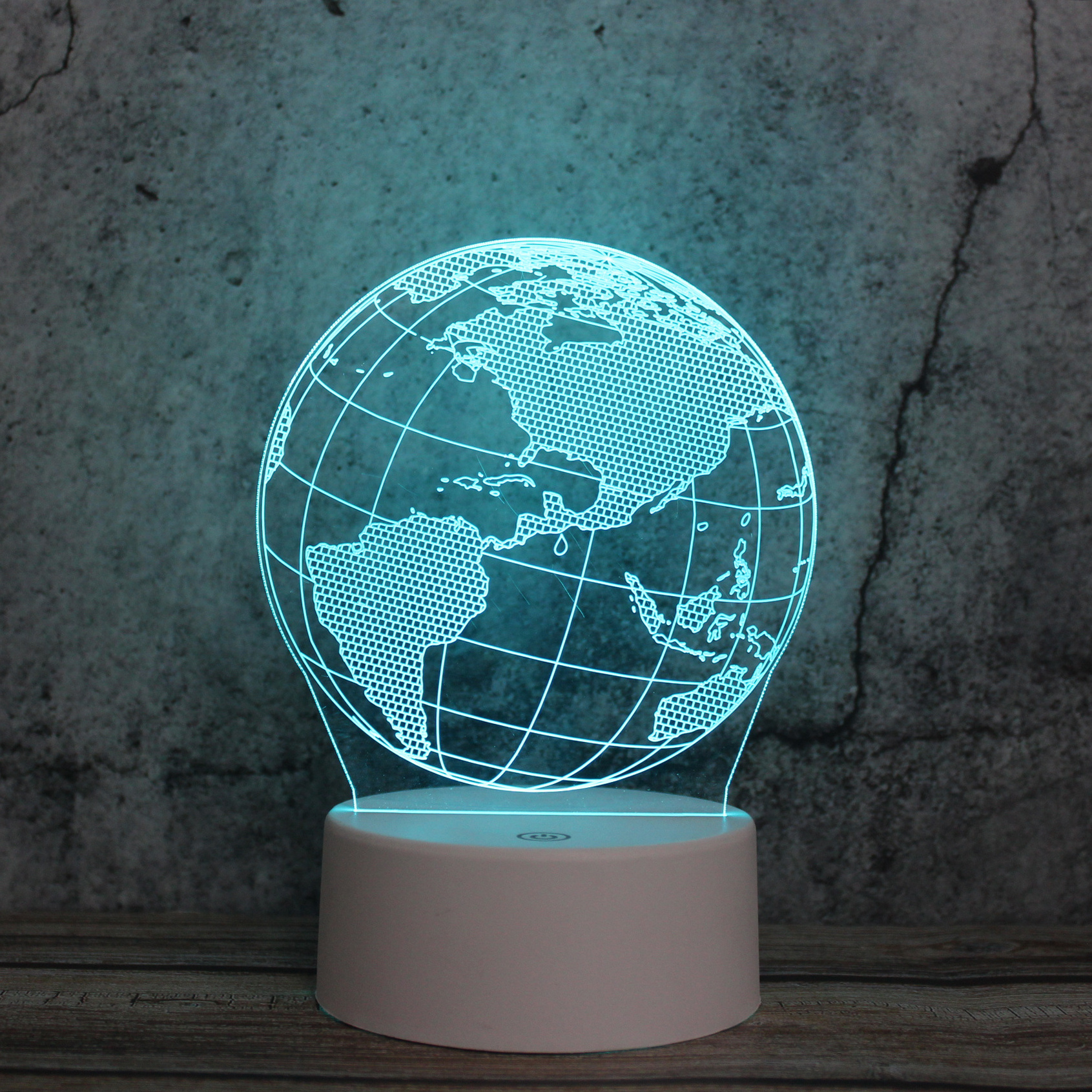 3D Night Light Terrestrial Glob 3D Light Lamp 7 Color Changing Desk Table Light Children Lamp with Flat Acrylic Panel & ABS Base