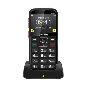 UNIWA V1000 English Keyboard Senior Feature Phone Strong Torch Big Push-Button Cellphone SOS Speed Dial 4G Mobile Phone