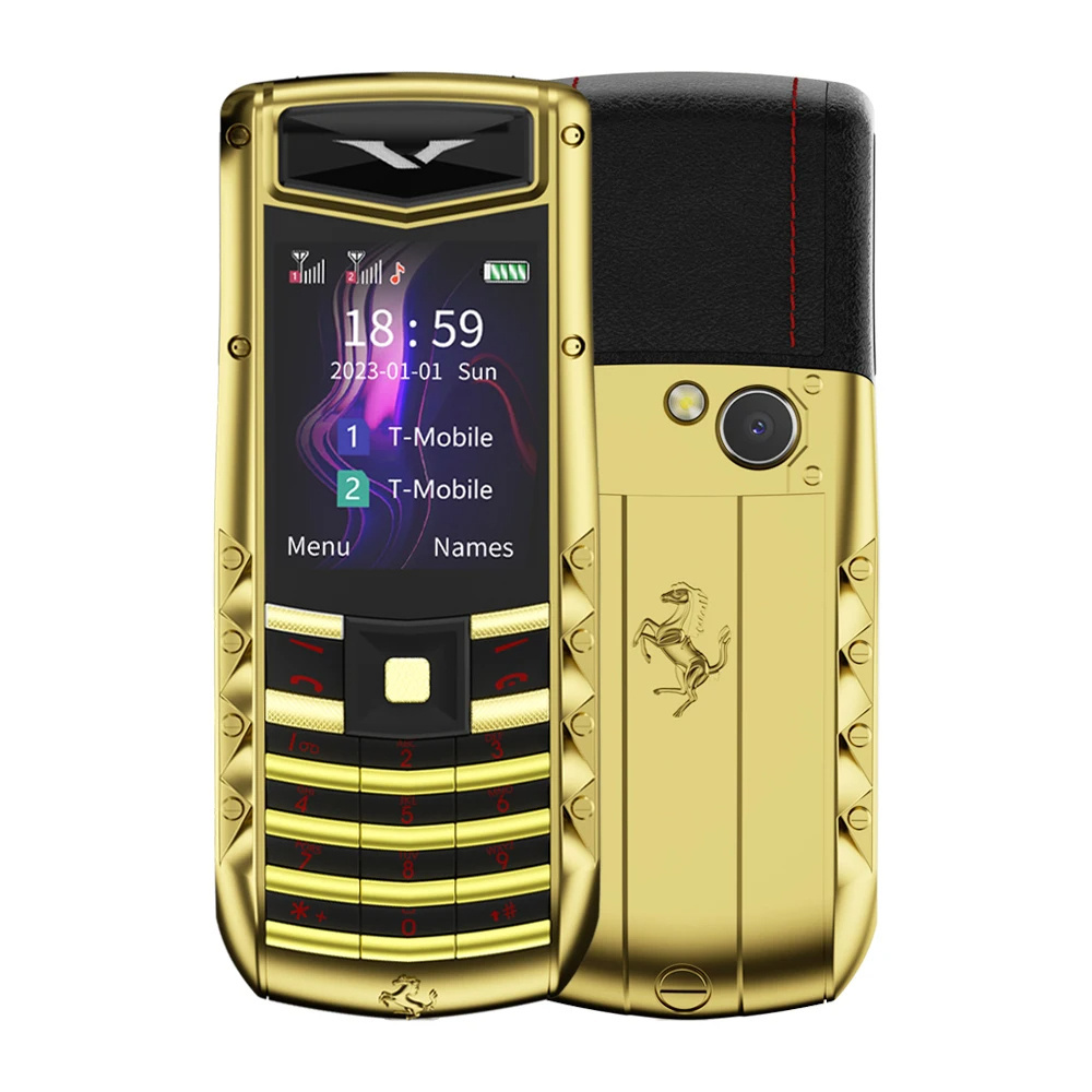 Unique Design V5 Mobile Phone Streamline Body Metal Frame 2G GSM Dual Sim LED Flashlight Magic Voice Keypad Feature phone