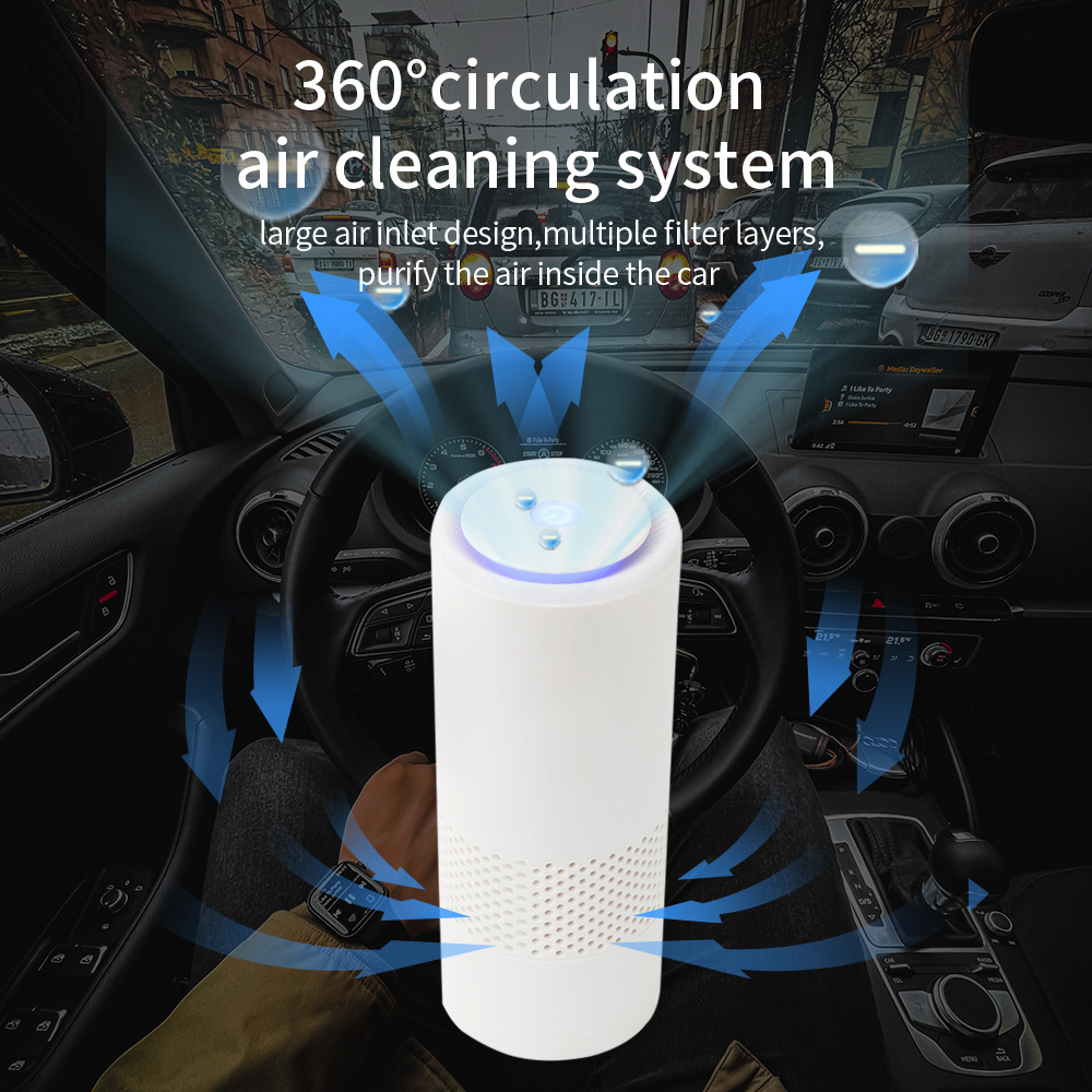 Multifunction miniature car air purifier hepa small space portable purifier with CE FCC ROHS