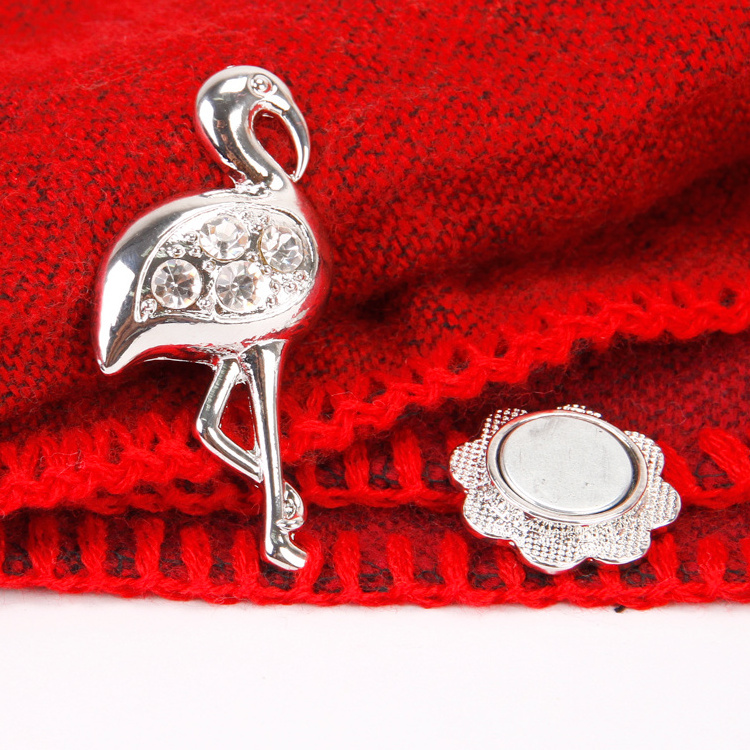 Popular fashion flamingo diamond magnet  brooch