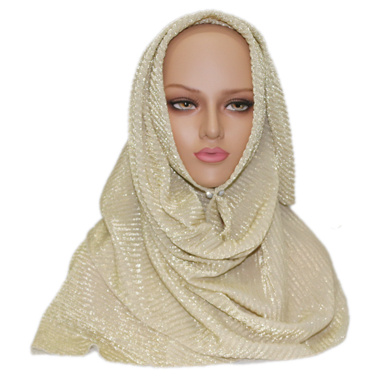 Sparkling wholesale gold glitter fashionable hijab scarf