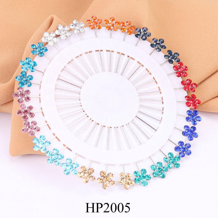 low price crystal floral muslim hijab pins