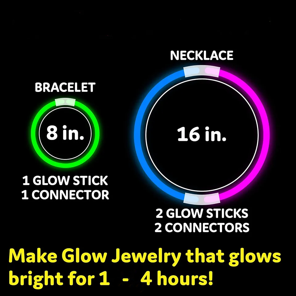 Connectors Party Favors Party Decorations Neon Glow Bracelets Cylinder 100 Pcs 8'' Glow Sticks Party Supplies Light up Sticks