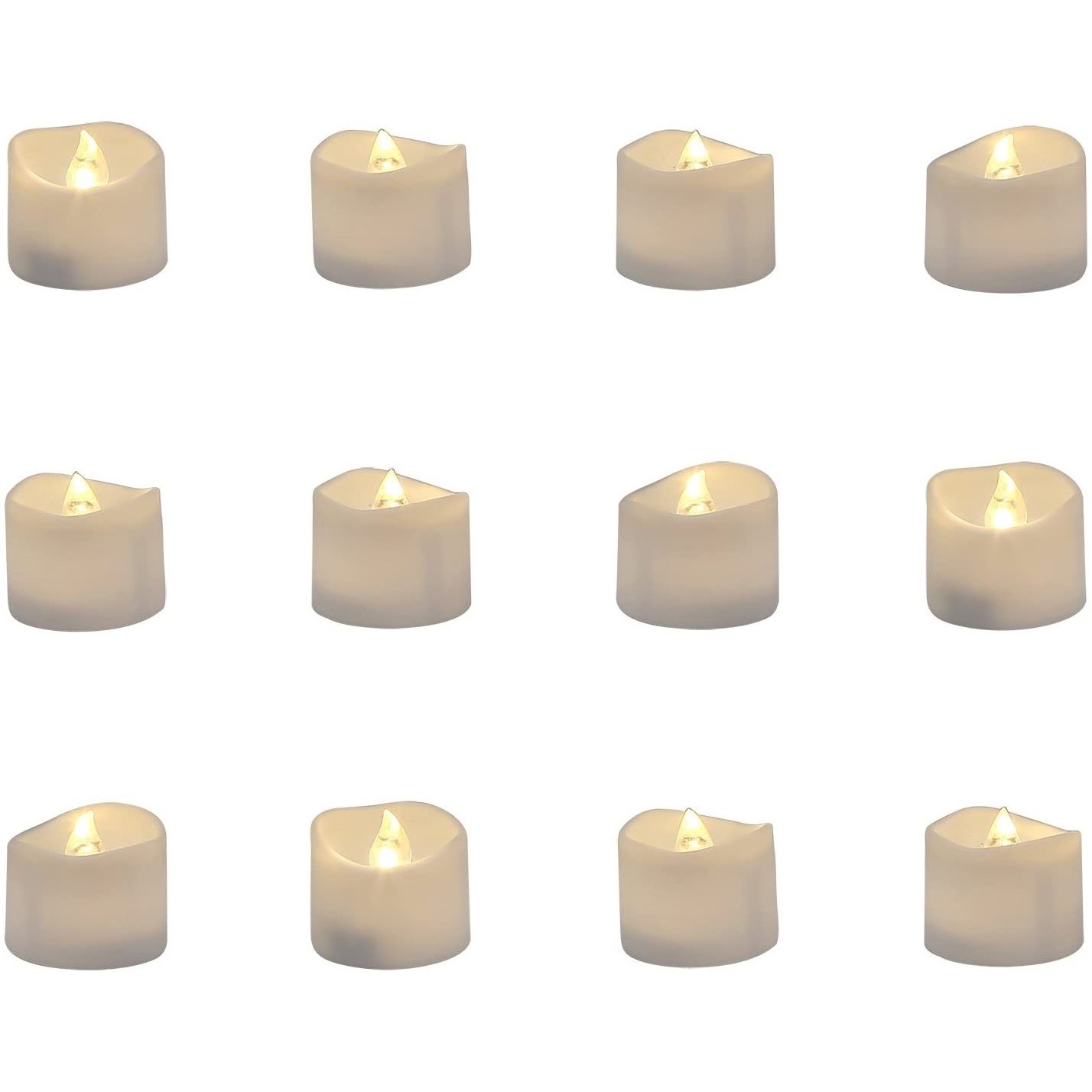 Hot Sale Warm White 12 Pack Flickering Flameless Tea Lights Battery Operated LED TeaLight Candles for Easter decoration