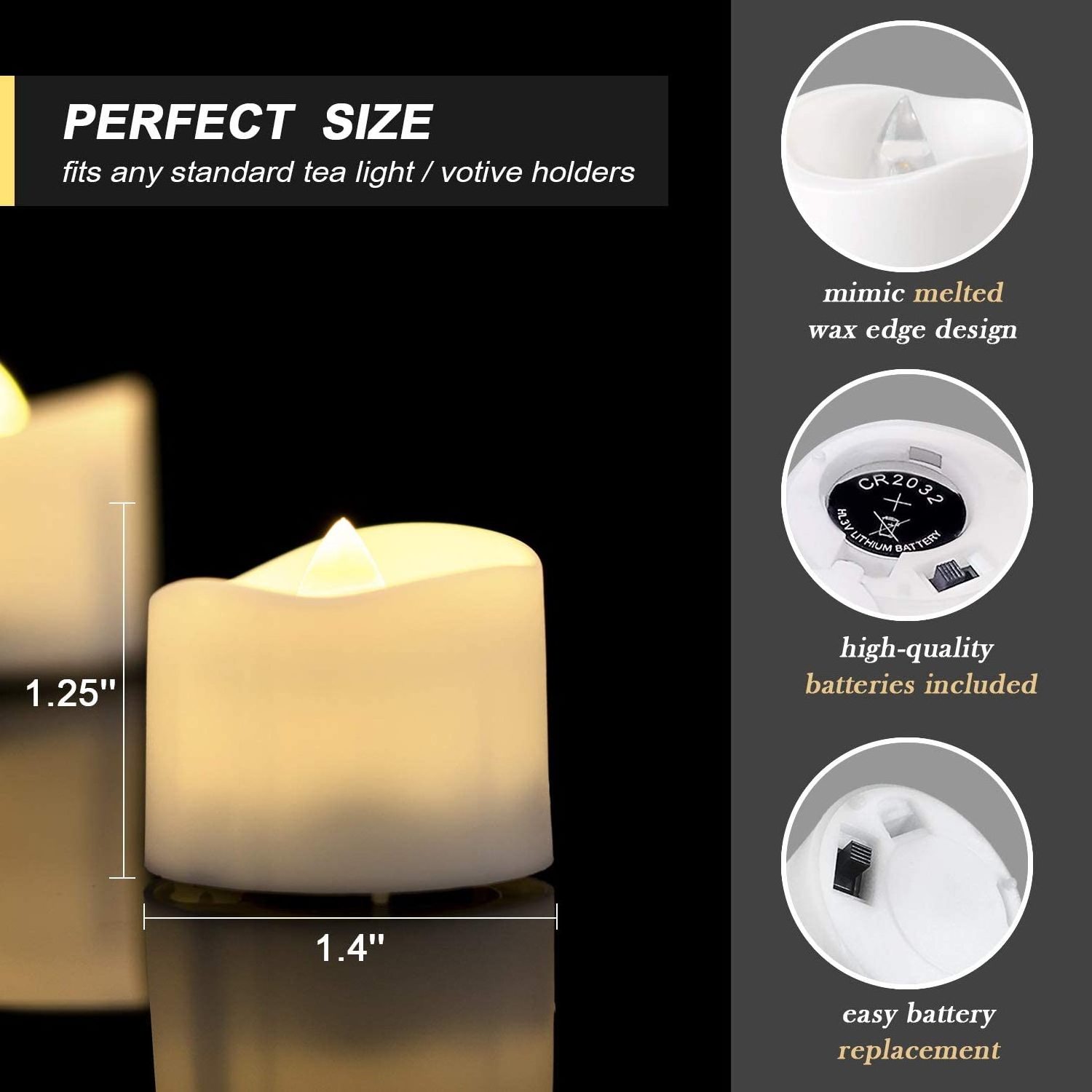 Hot Sale Warm White 12 Pack Flickering Flameless Tea Lights Battery Operated LED TeaLight Candles for Easter decoration