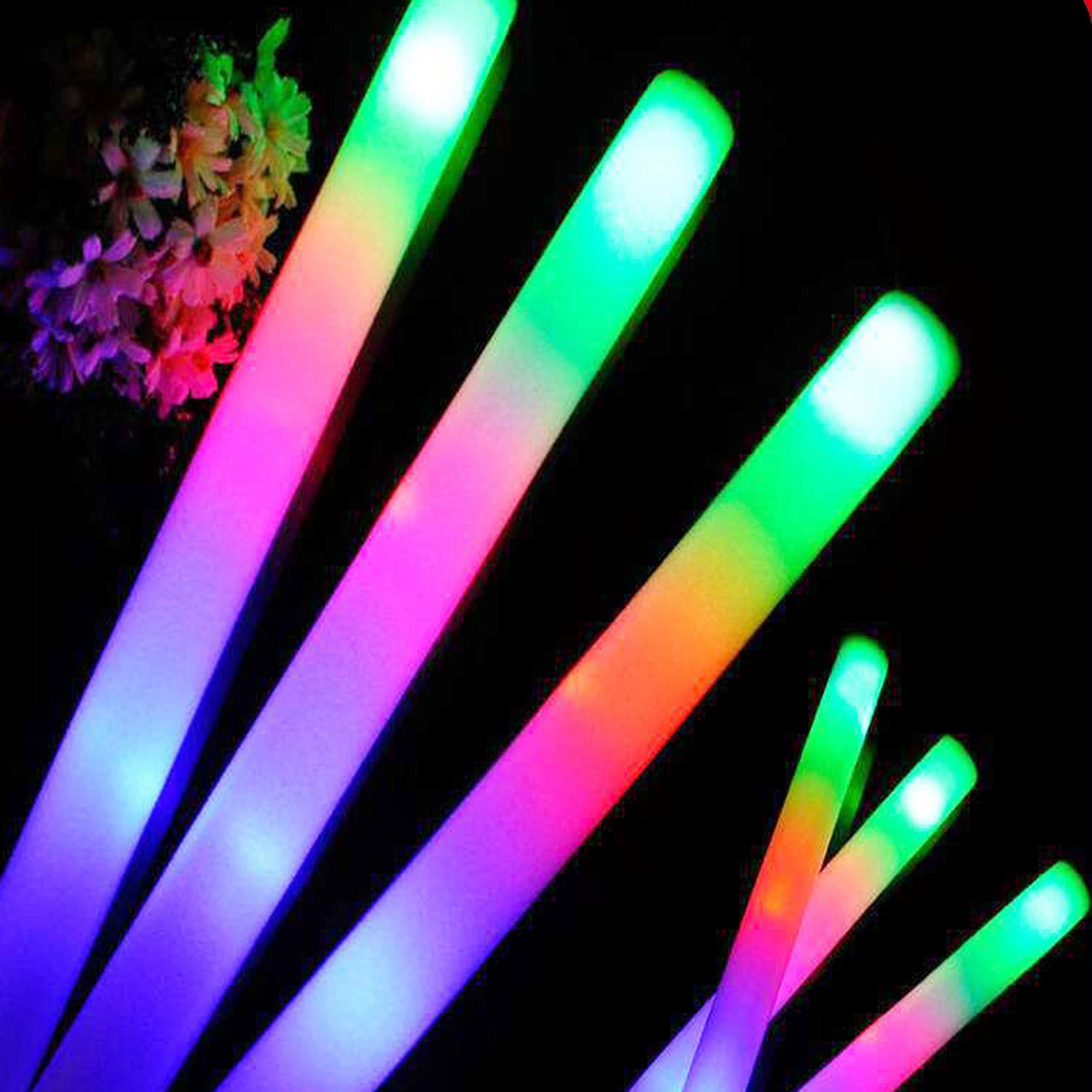 Led Foam Sticks Flashing Glow Sticks Party Supplies Light Up Baton Wands for Kids Raves Birthday Wedding Christmas Halloween