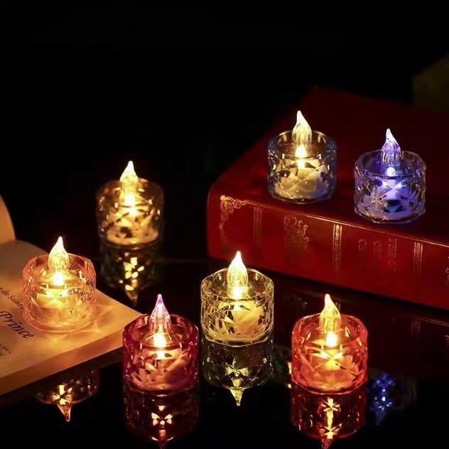 Electronic Crystal Candle Mini LED Simulation Transparent Electronic Candle Light Christmas Decoration Love Candle