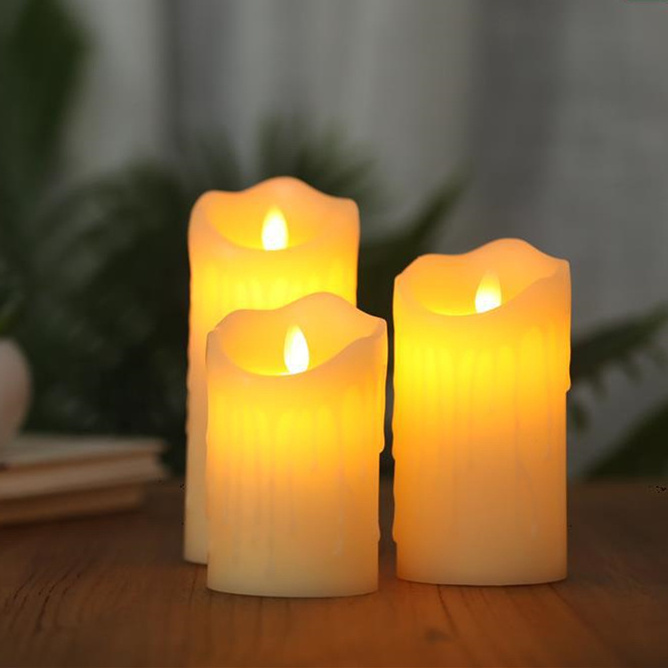 High Quality Novelty Tear Paraffin Wax Flickering LED Candle With Remote Votive Candle Religious Activities LED Bougie Candles