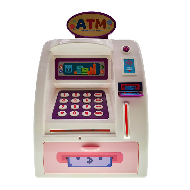 Cute Upgraded-ATM Savings Piggy Bank Machine for Real Money for Kid with Debit Card Bill Feeder Coin Digital Electronic Safe Box