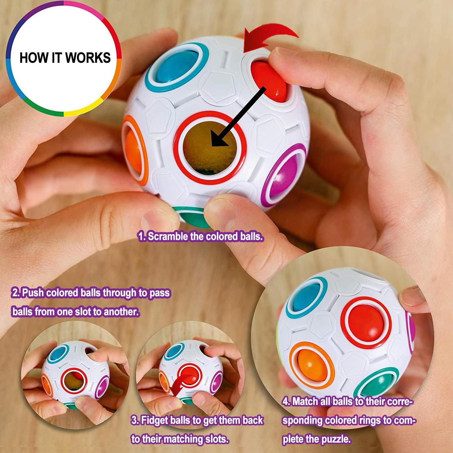 Puzzle Ball Speed Game Fun Relief Stress Magic Ball Brain Teasers Toy Suitable for Children 12 Hole Magic Ball Rainbow Mix 5pcs