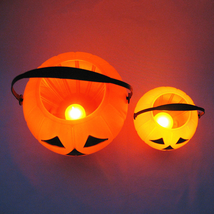 Halloween Candy Jar Festival Supplies Children's Toys Plastic Portable Pumpkin Lantern Ghost Festival Lighting Decorative Lights