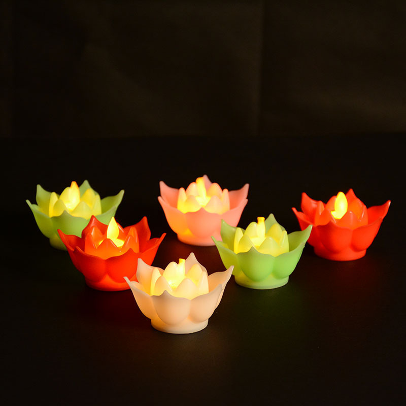 Amazon New 2021 Plastic Lotus Lamp LED Candle Buddha Lamp Votive Candle Religious Activities Flameless Swing Led Flower Candles