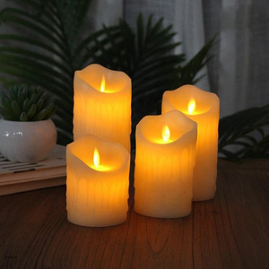 High Quality Novelty Tear Paraffin Wax Flickering LED Candle With Remote Votive Candle Religious Activities LED Bougie Candles