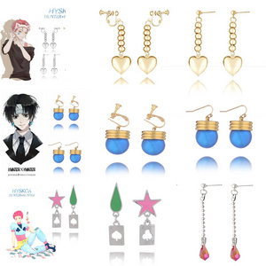 Hunter x Hunter Drop Earrings for Women Men Anime Cosplay Accessories Hisoka Kulolo Heart Poker Card Dangle Earring