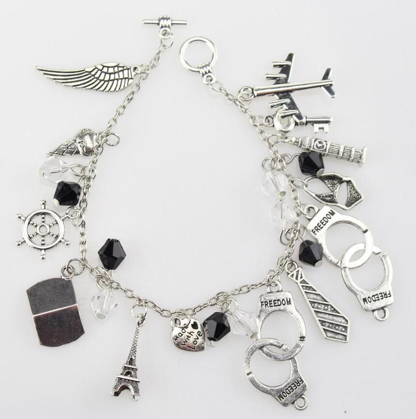 Movie Jewelry 50 Fifty Shades Of Grey Fashion Charm Bracelet Hand Catenary Tie Handcuffs Gray Bracelets Crime Bracelet