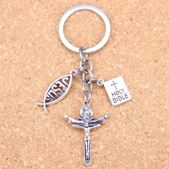 Creativity New Fashion DIY Keychain Jesus Cross Book Holy Bible Pendants Men Jewelry Car Keychain For Souvenir Gift