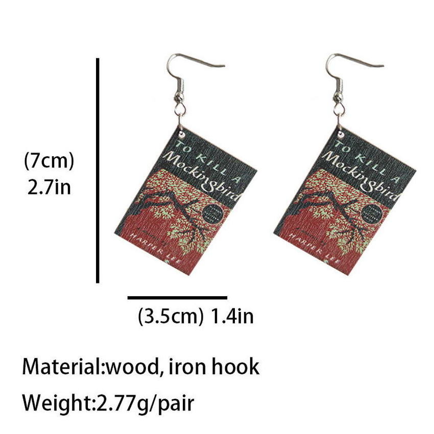 Halloween Horror Fiction Wood Book Cover Earrings for Women Newest Unique Halloween Jewelry Wholesale