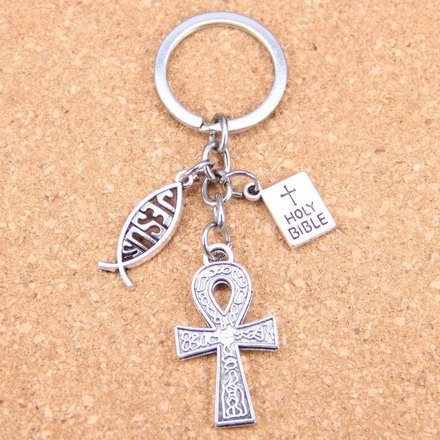 Creativity New Fashion DIY Keychain Jesus Cross Book Holy Bible Pendants Men Jewelry Car Keychain For Souvenir Gift