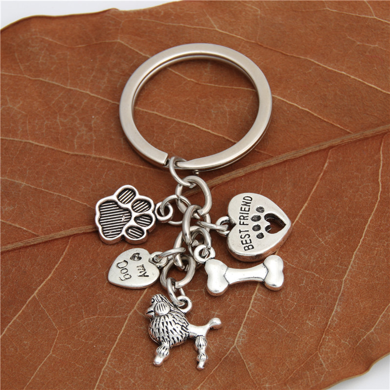 Cute Dachshund Dog Keychain I Love Dog Charm Dog Claw Pendant Keychain Pet Animal Jewelry Gifts